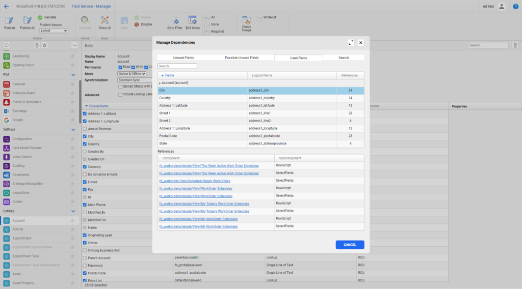 Woodford setup of fields whitelist